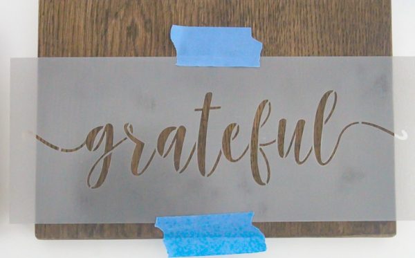 grateful stencil on wood