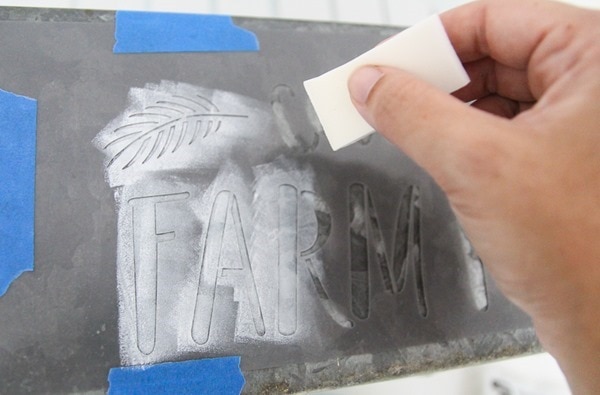 stenciling with a cosmetic wedge instead of a paintbrush.