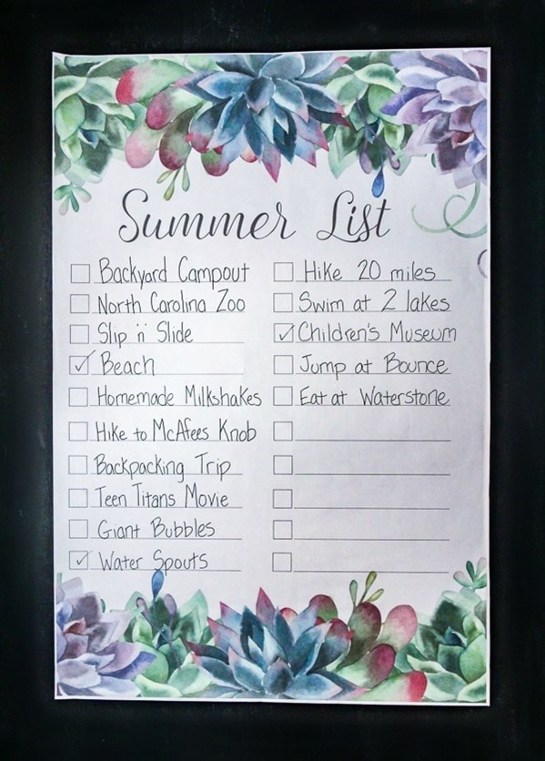 Summer bucket list ideas with free printable.