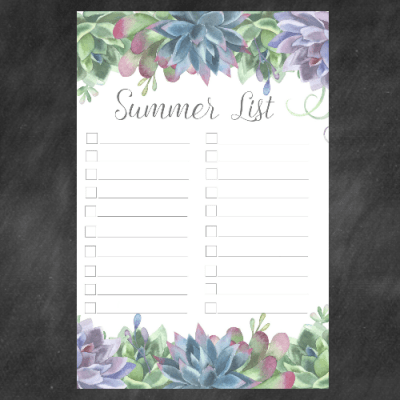 Summer Bucket List Free Printables