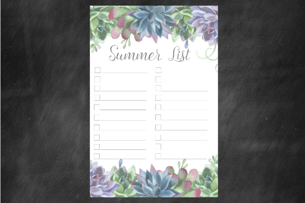 Summer Bucket List Free Printables