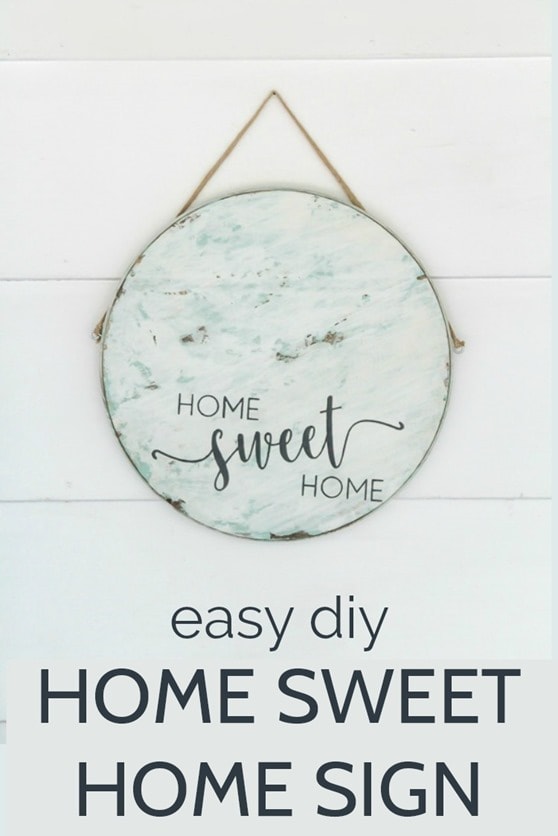 Step by step tutorial for making this easy home sweet home sign. This round sign is perfect to use as front door decor or as diy wall art.