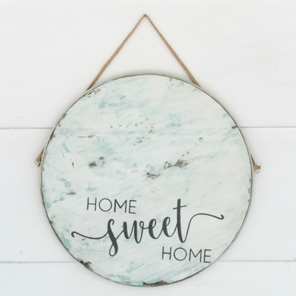 diy round home sweet home sign