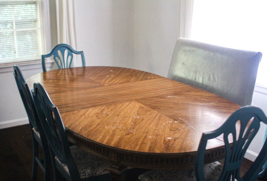 refinish dining room table top