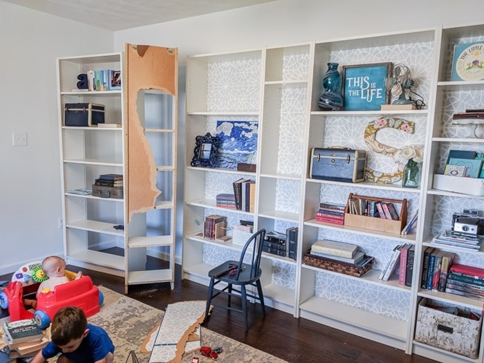 removing the cardboard backs from billy bookcases