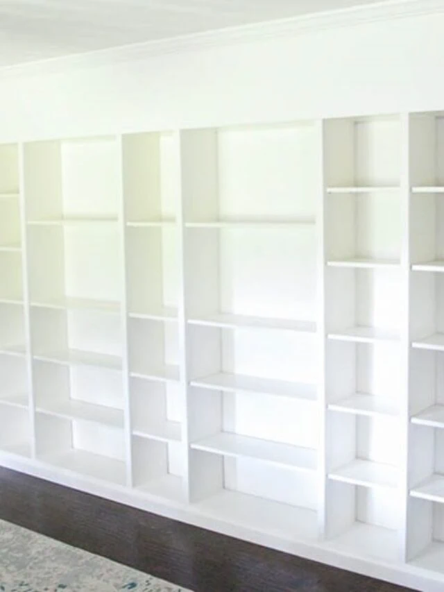 Empty diy ikea bookshelves