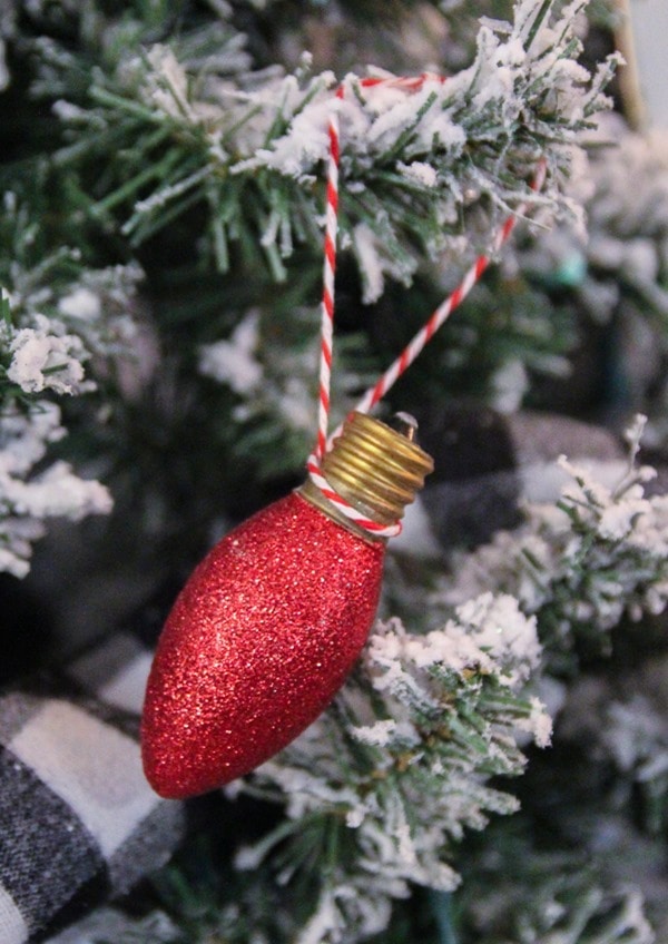 Easy DIY glittered Christmas lightbulb ornaments.