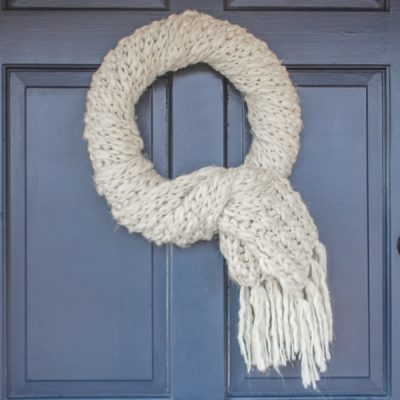 Quick and Easy Winter Wreath Made from an Upcycled Scarf