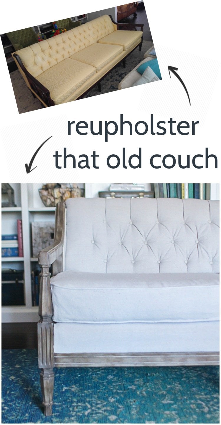 DIY reupholstered couch. 