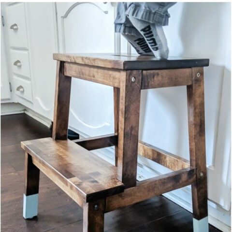 IKEA step stool makeover - two-toned finish