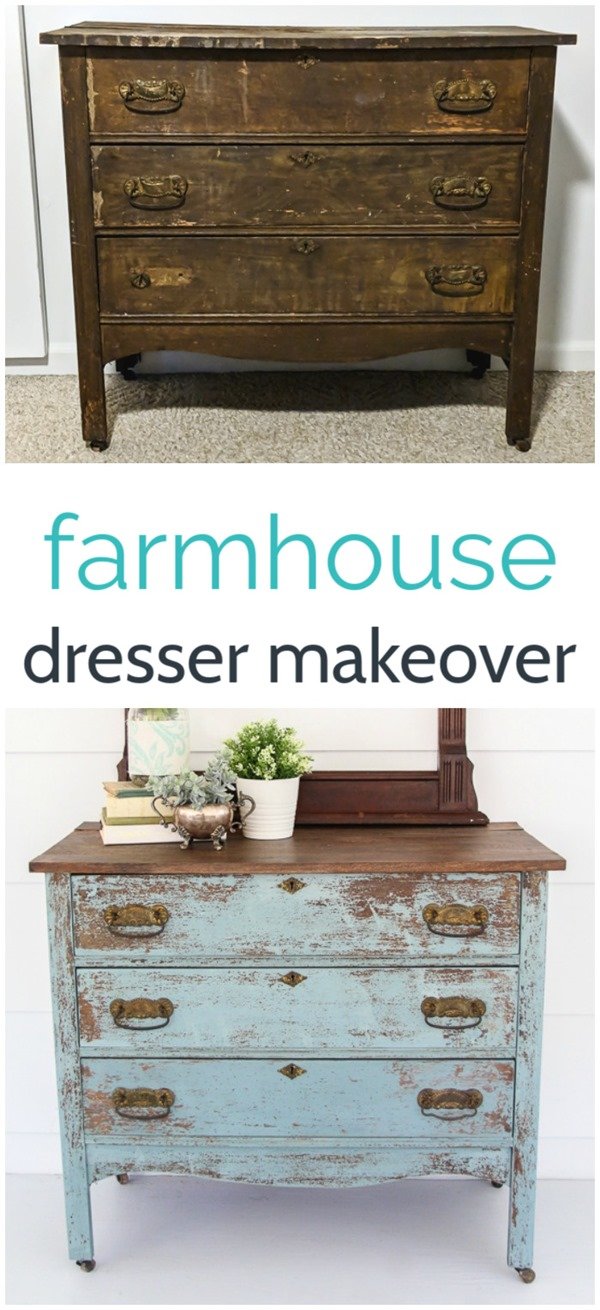 old farmhouse style dresser before milk paint makeover