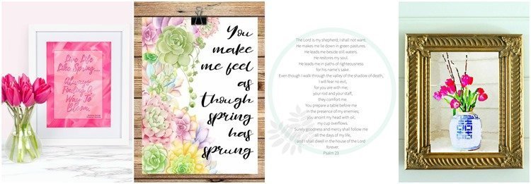 spring printables collage with 4 images