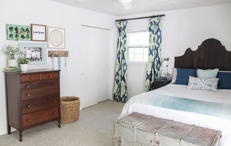 Master bedroom on a budget. This eclectic space is full of bohemian, farmhouse, and rustic style.