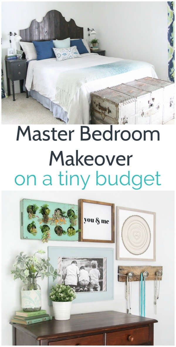 Cozy bohemian farmhouse bedroom makeover that's full of DIY projects and repurposed finds to create a unique bedroom on a budget. 