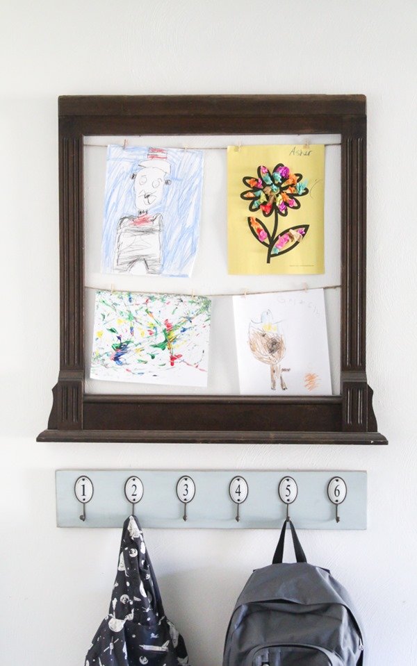 How to make an easy kids art display by upcycling an old frame.