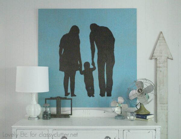 Huge wooden family silhouette.