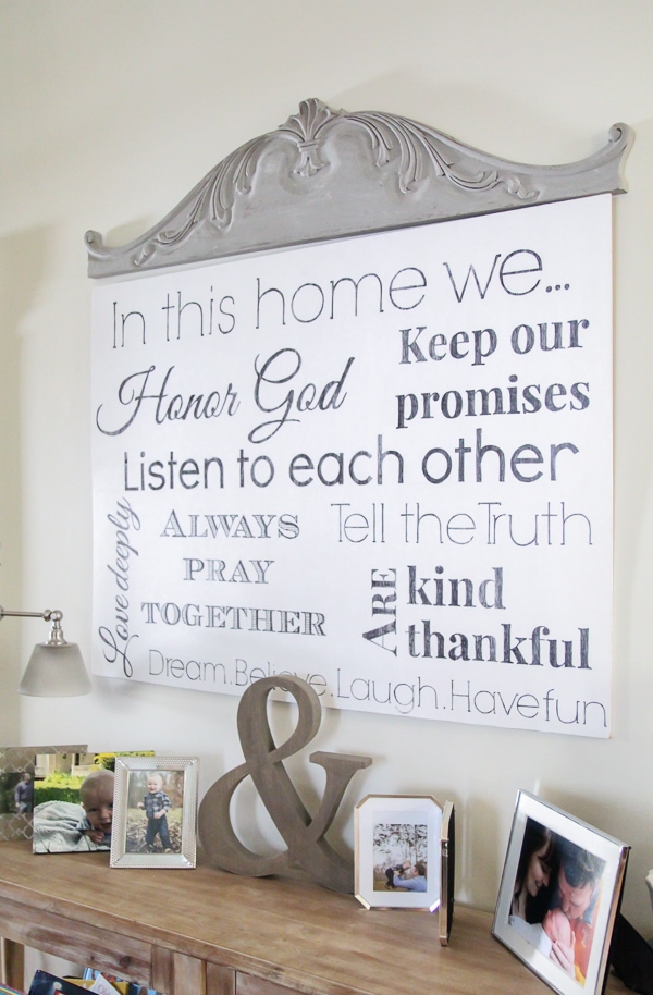 Large DIY family rules sign.