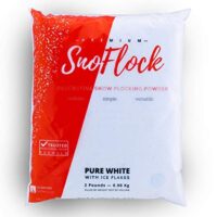 SnoFlock The Original Premium Artificial Decorative Self-Adhesive Snow Flock Powder with IceFlakes | PRO. Grade | Artificial Christmas Tree Snow (Pure White, 2 Pounds [0.90Kg])