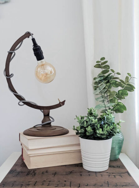 Easy DIY light upcycled from a globe stand. Such a fun, easy way to repurpose an old globe.