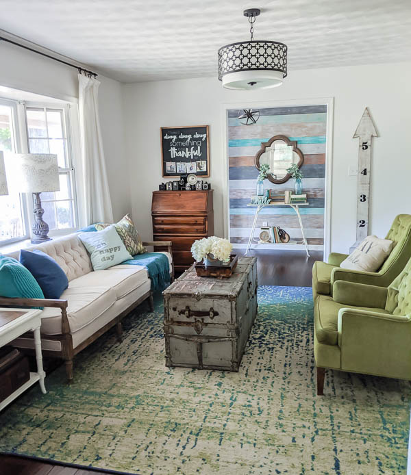 living room with vintage furniture