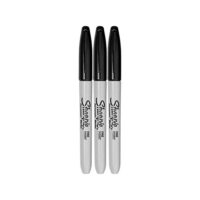 Sharpie Permanent Marker, Fine Point, Black, Pack of 3