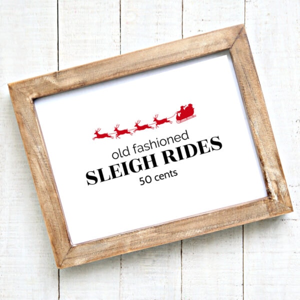 Framed Sleigh Rides Free Printable.