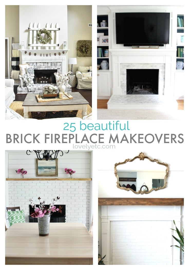 25 beautiful brick fireplace makeovers collage