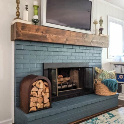 DIY RUSTIC FIREPLACE MANTEL: THE CURE FOR A BORING FIREPLACE STORY