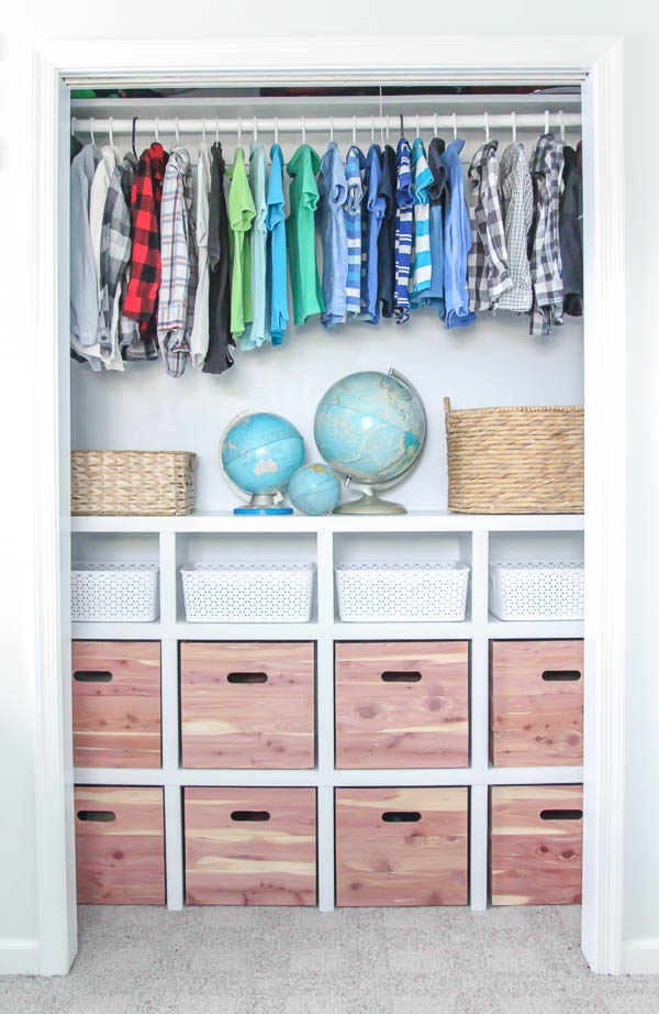 closet shelves and diy wood storage cube boxes