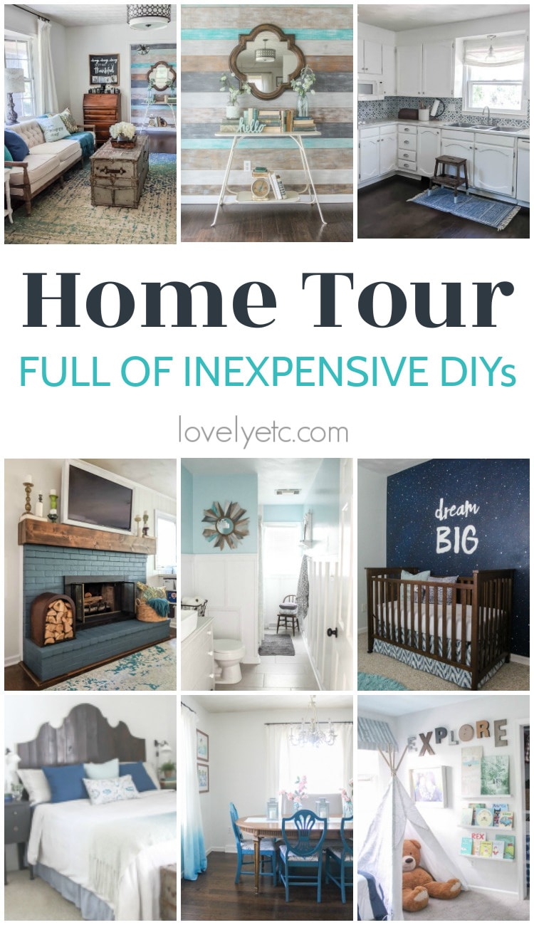 Home Tour full of inexpensive DIY projects from lovely etc.