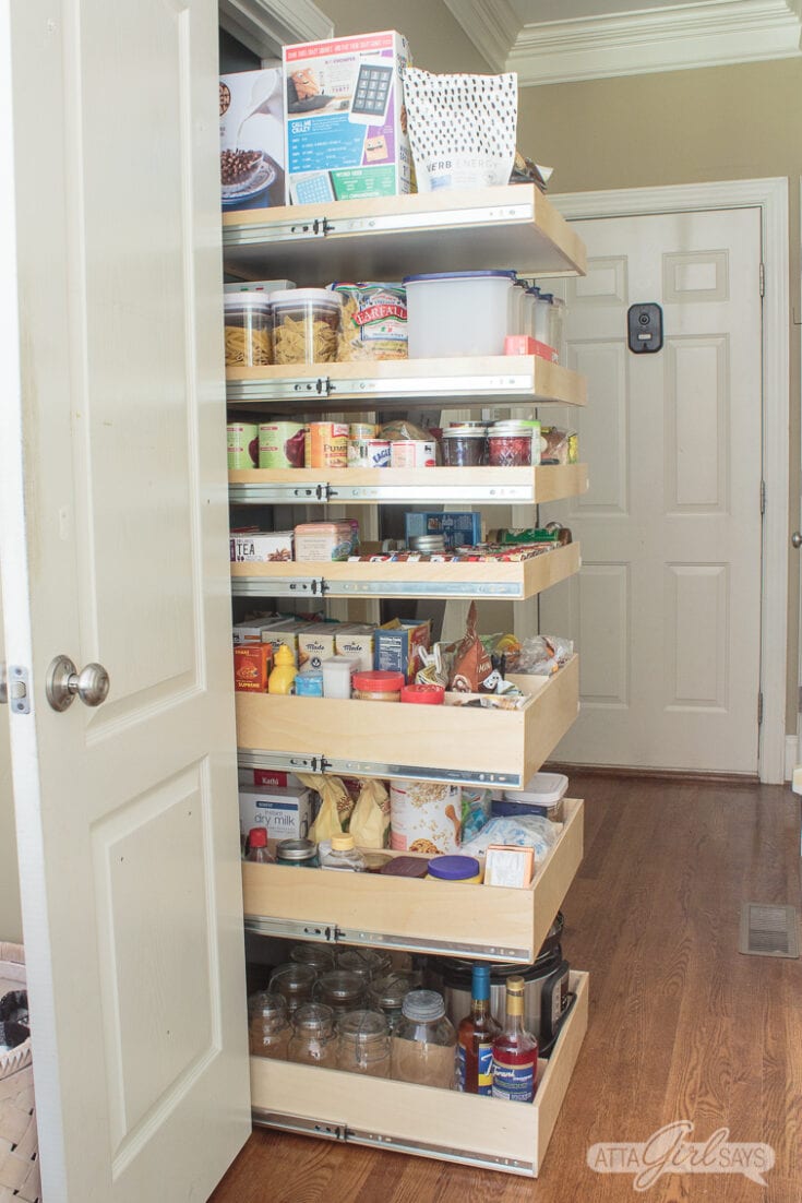 Organized Slide Out Pantry - The Honeycomb Home