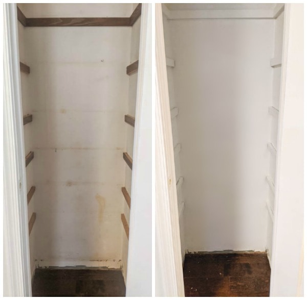 pantry before and after fresh paint.