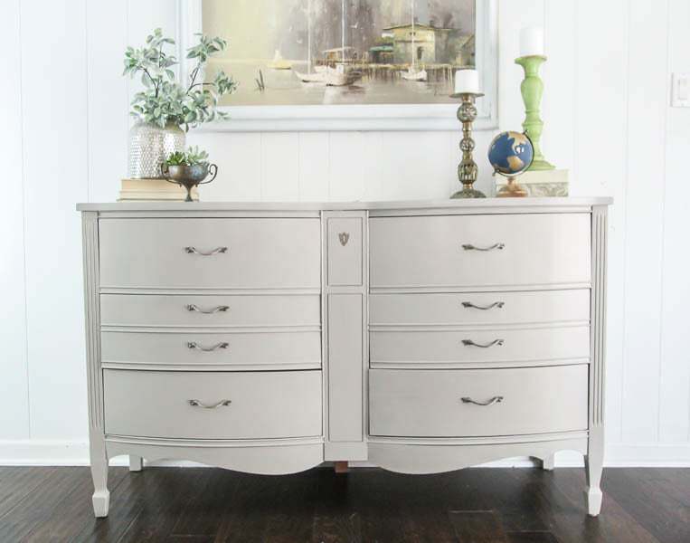 Dresser Makeover DIY, White Dresser Stained Top