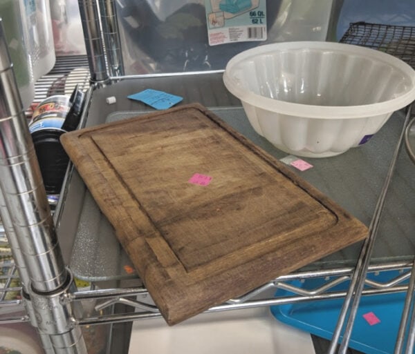 wood cutting board with white bowl