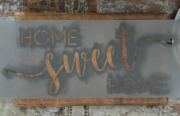 home sweet home stencil on wood