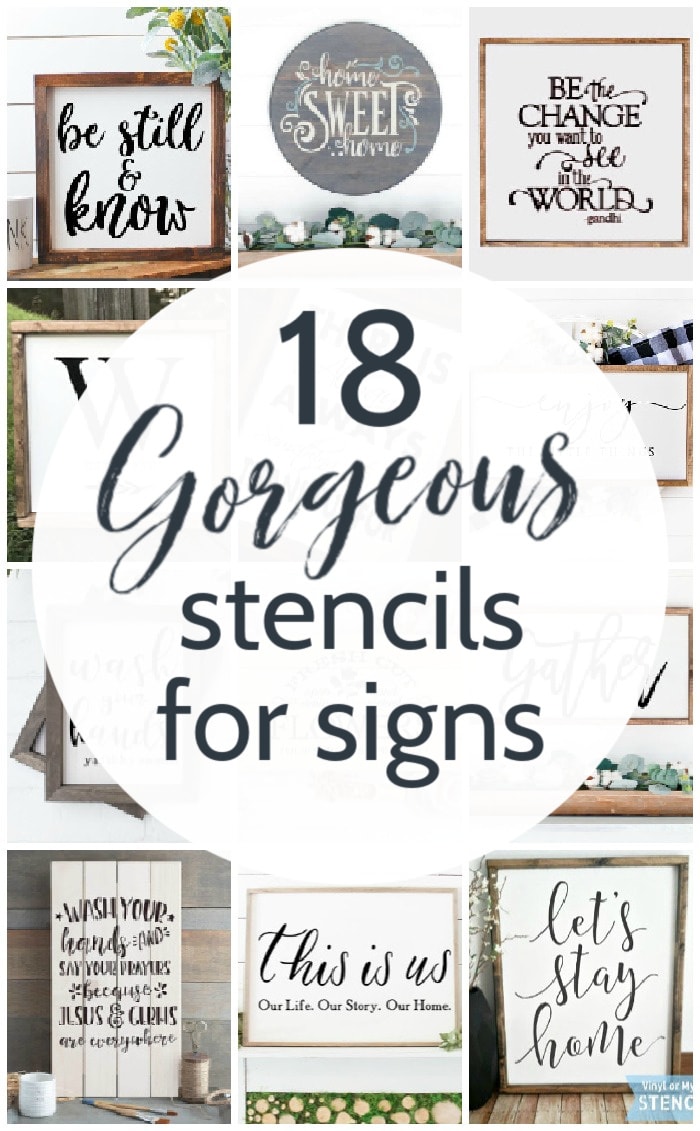 collage of 18 gorgeous stencils for signs
