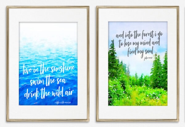 pair of framed printable summer art