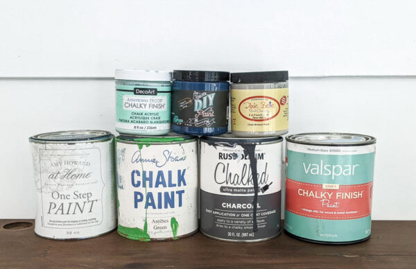 7 different types of chalk paint - amy howard at home, annie sloan, rustoleum chalked, valspar chalky finish, americana decor chalky finish, diy paint, and dixie belle