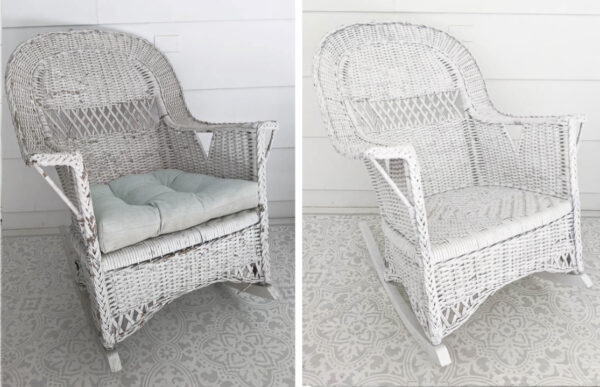 wicker rocking chair before and after painting