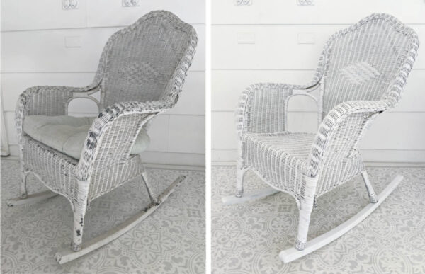 wicker rocking chair before and after paint