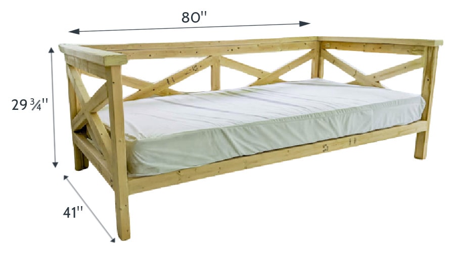 dimensions of diy wooden daybed