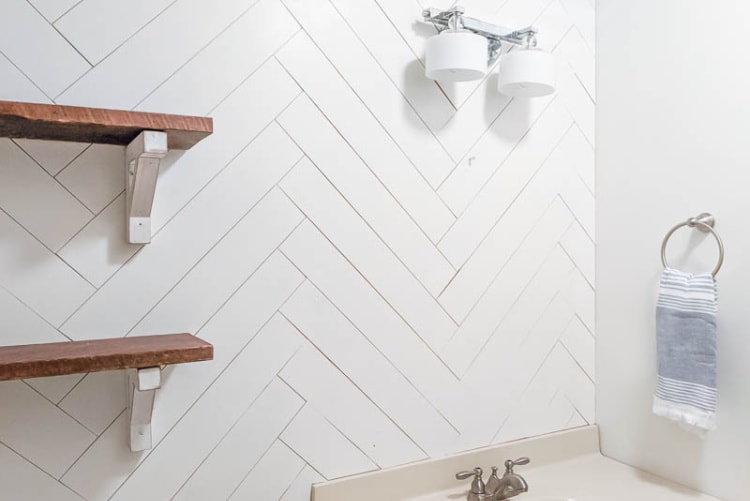 How To Diy A Herringbone Wood Wall On Budget Lovely Etc - How To Diy Chevron Wall