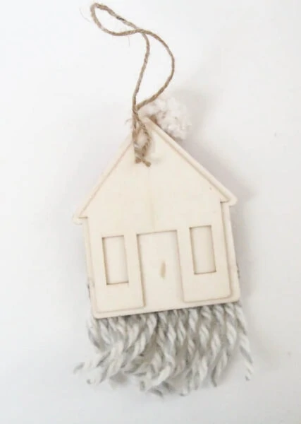 back of diy santa ornament showing twine hot-glued to make a hanger.