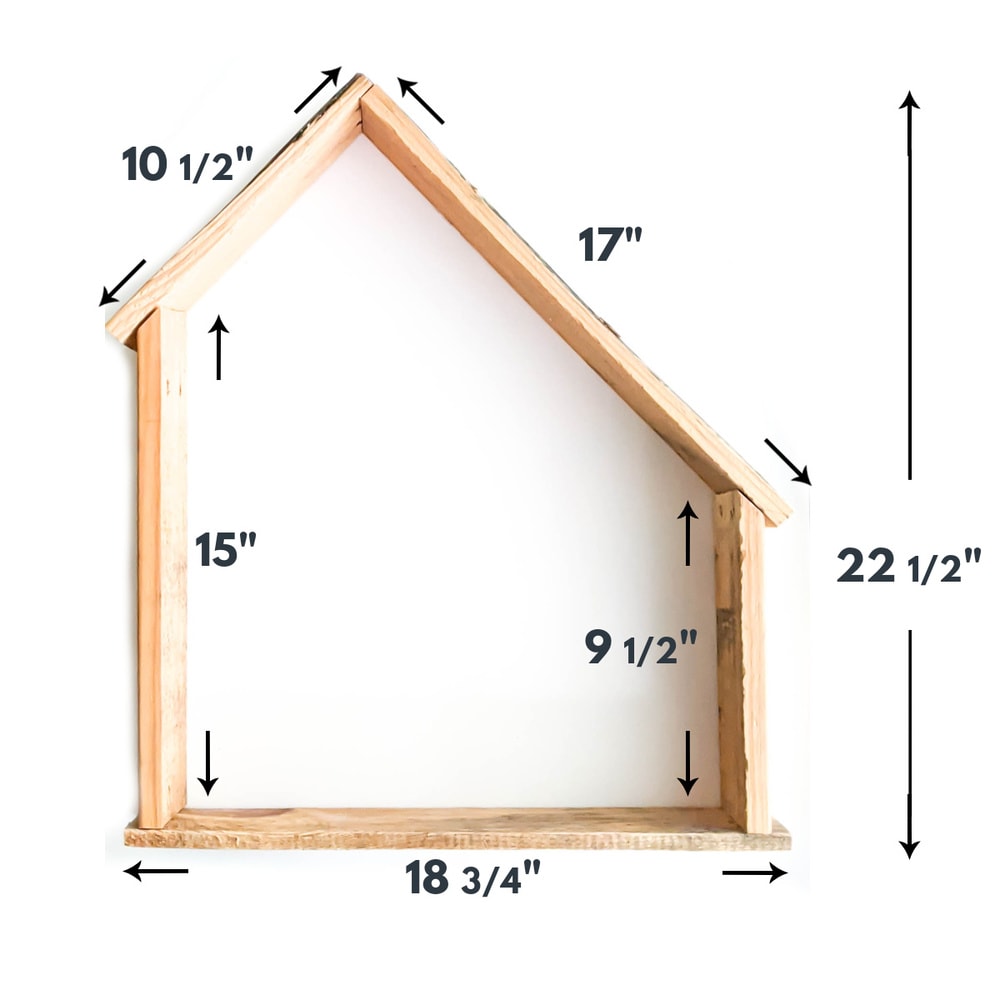 Outline of DIY nativity stable with measurements.
