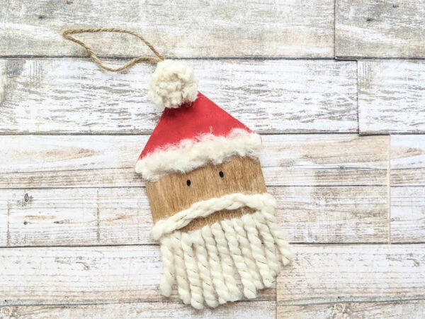 finished DIY rustic Santa Christmas ornament.