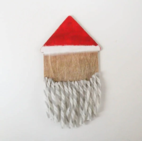 diy santa ornament with yard beard trimmed