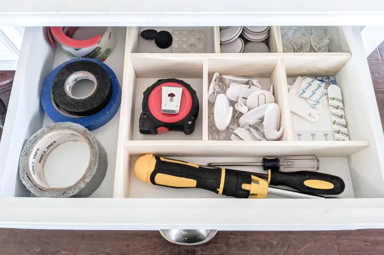 diy wood drawer dividers in junk drawer