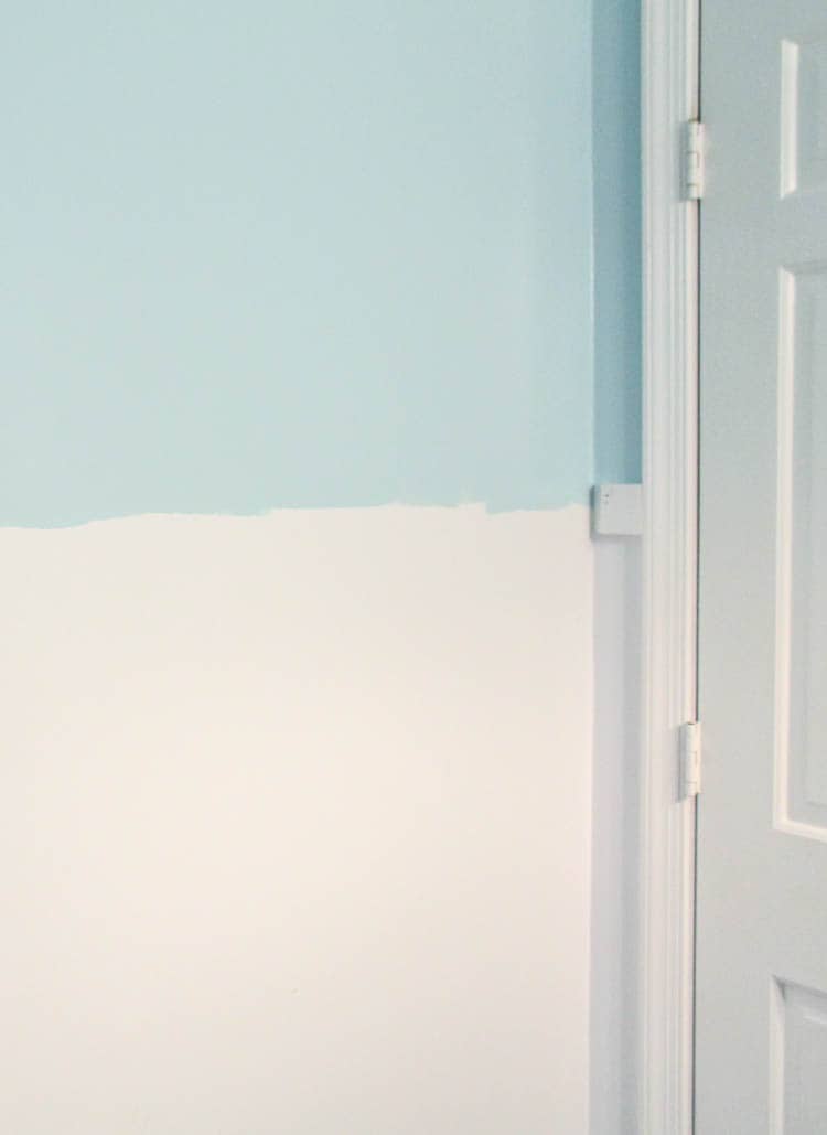 wall painted two colors before installing board and batten.