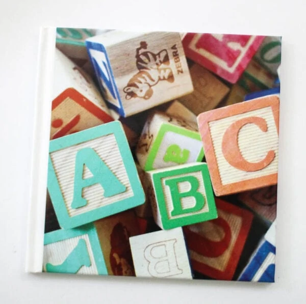 cover of abc photo book - a photo of alphabet blocks.
