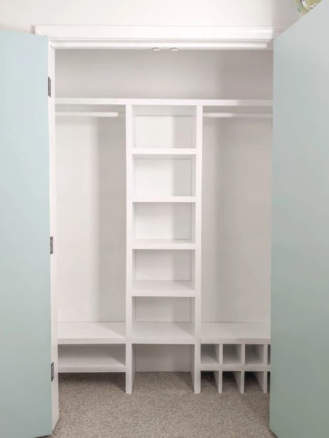 budget closet organizer in white